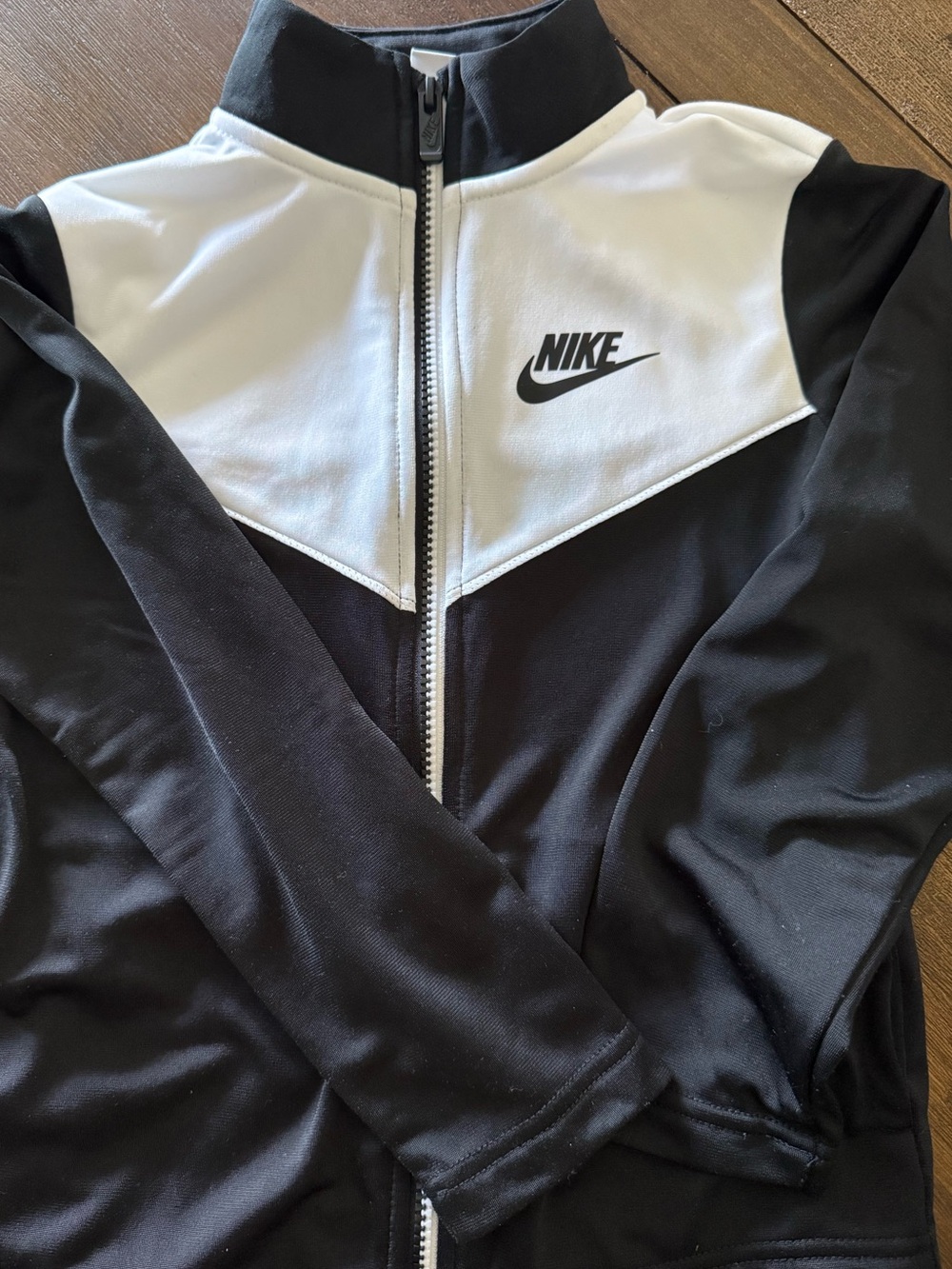 Nike Black and White Colorblock Zip Track Jacket